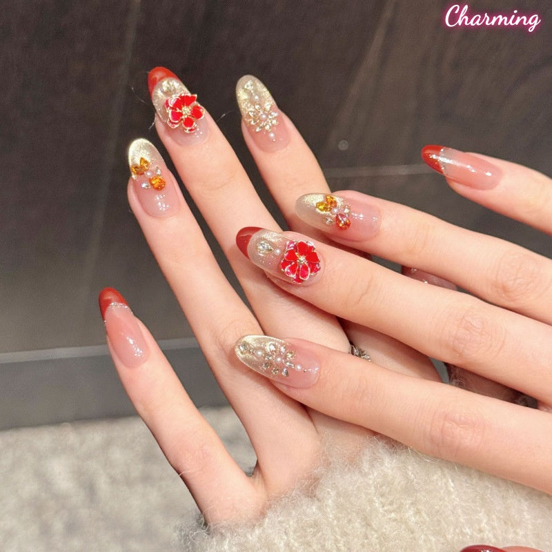 Vermilion & Gilt / Handmade Nails
