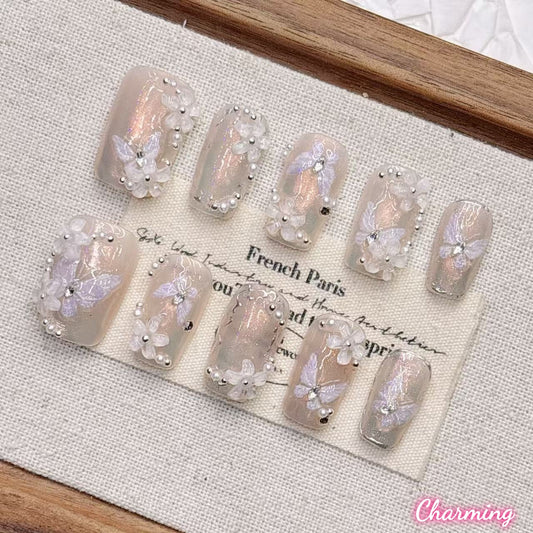 Where Butterflies Alight  / Handmade Nails