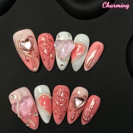 Sugar Rush Heart  / Handmade Nails