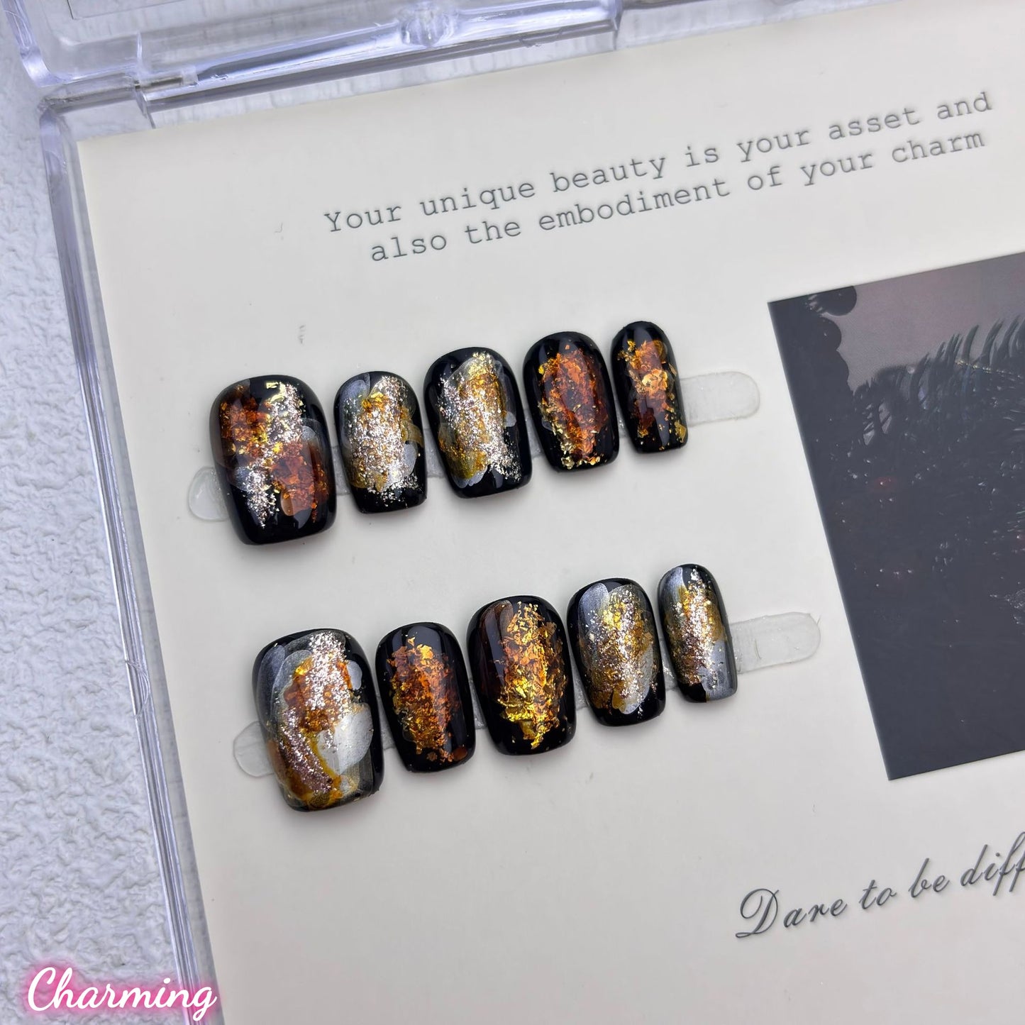 Black & Gold Elegance / Handmade Nails