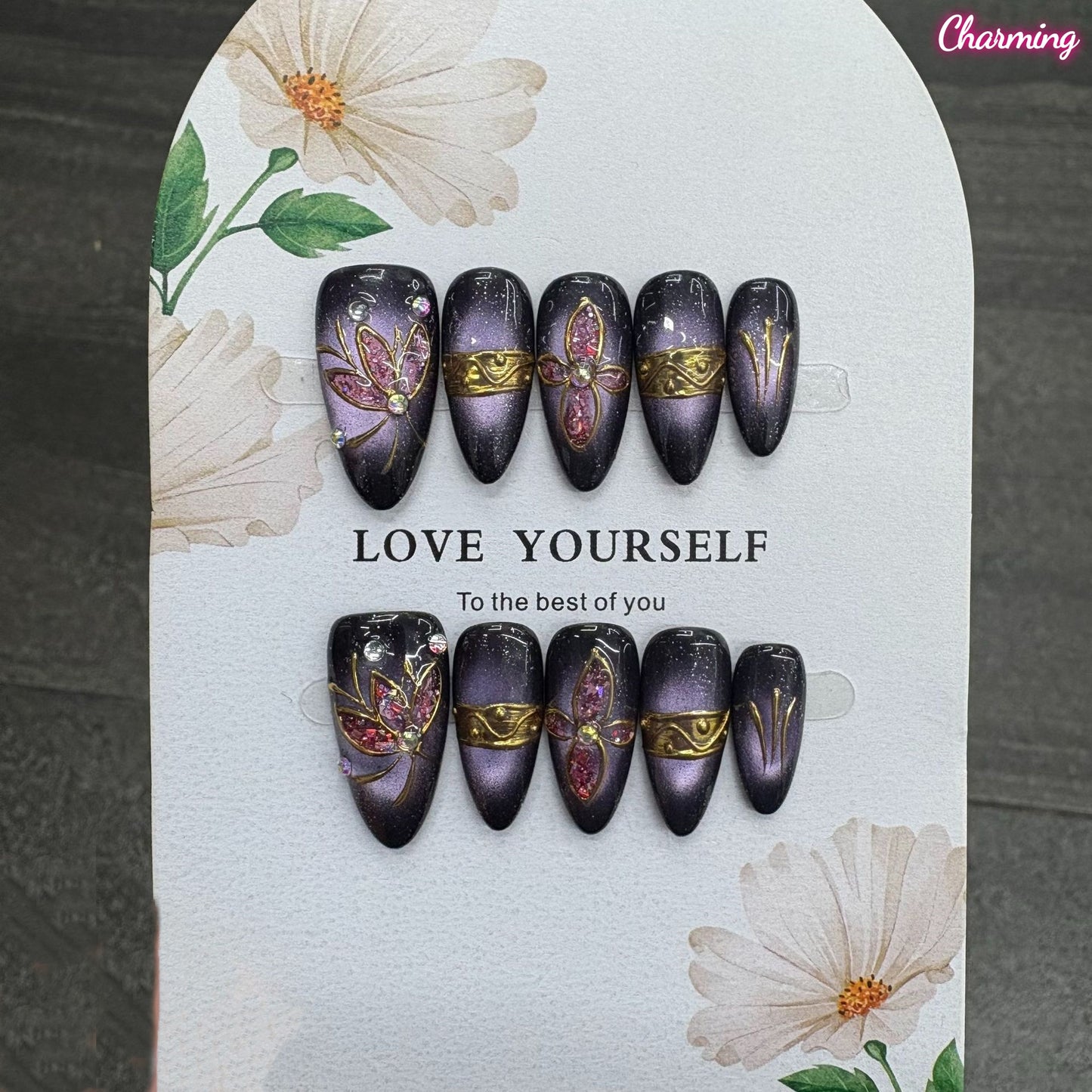 Midnight Violet Glow / Handmade Nailsems