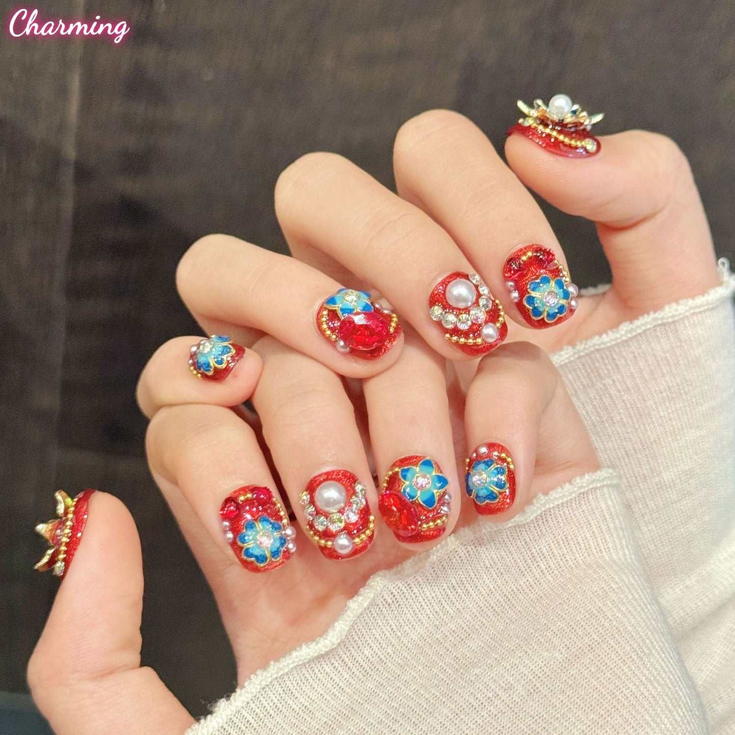 Pearl Phoenix Crown / Handmade Nails