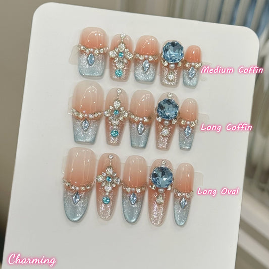 Azure Jewel / Handmade Nails