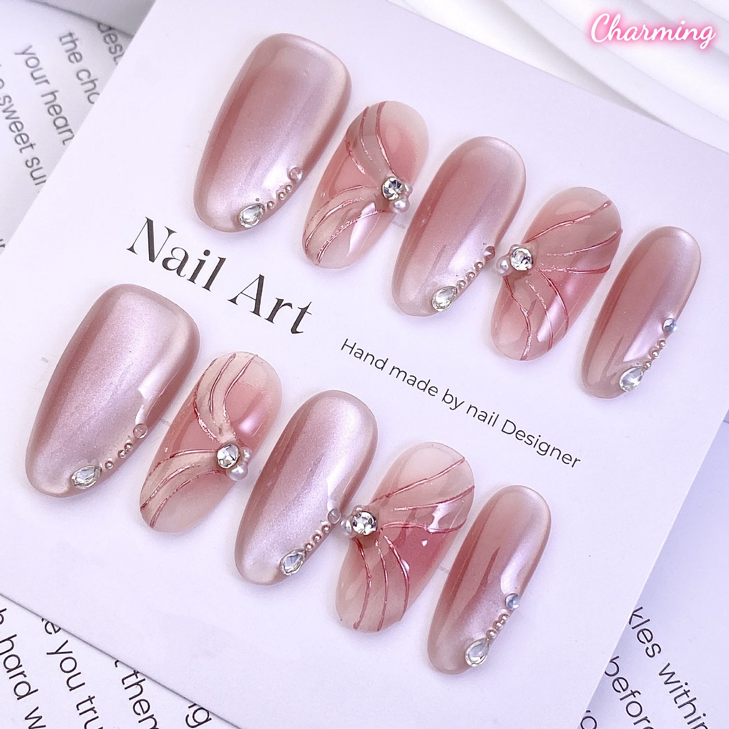 Rose Quartz Glow / Handmade Nails