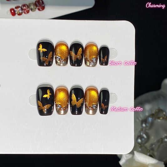 Gold Wing Noir / Handmade Nailsems
