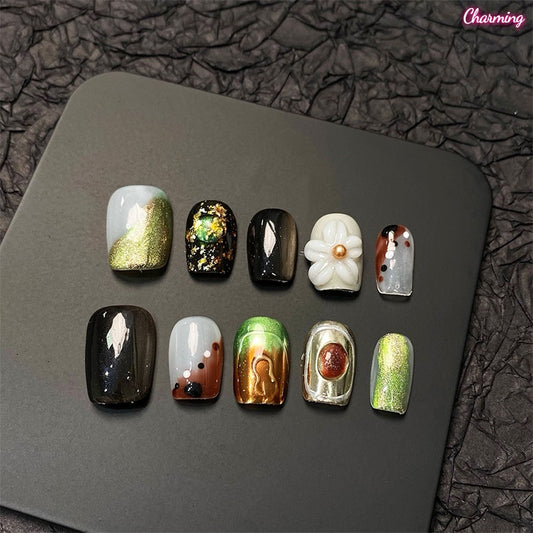 Pale Jade Glow / Handmade Nailsems