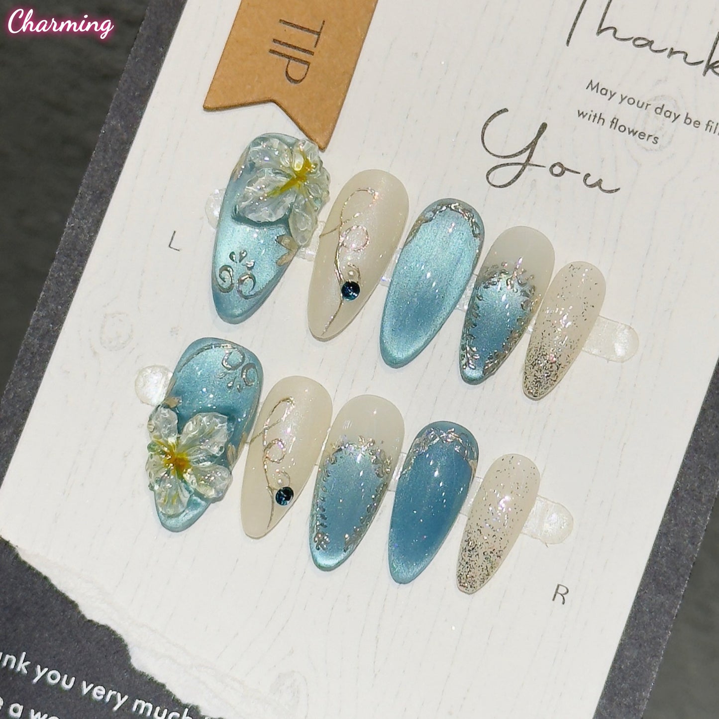 Delft Blue Bloom / Handmade Nails