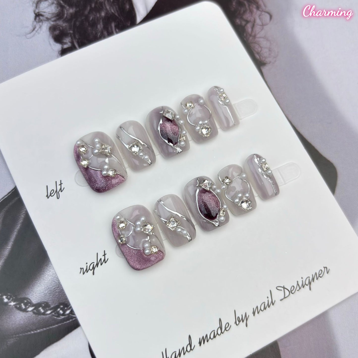 Purple Meteorite / Handmade Nails