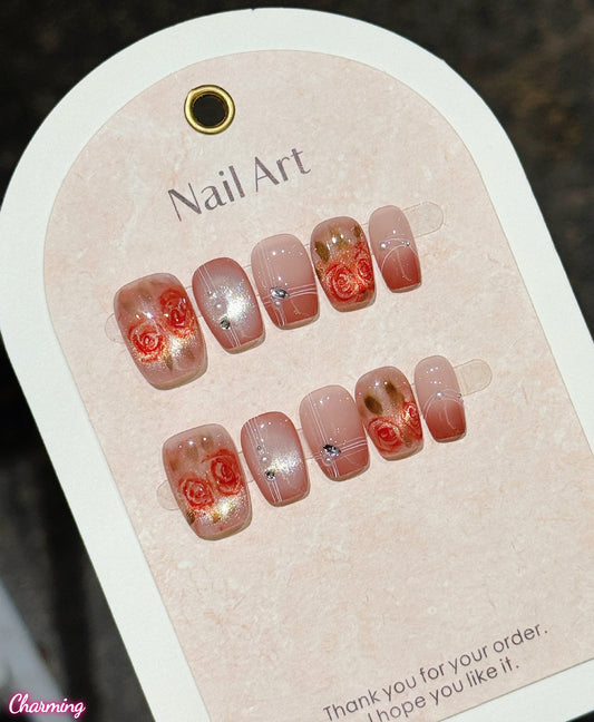 Stellar Rose Cat's Eye / Handmade Nails