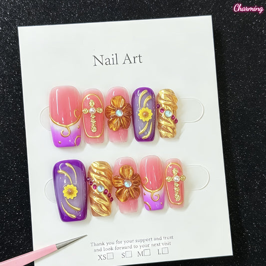 Petal Relief Baroque / Handmade Nailsems