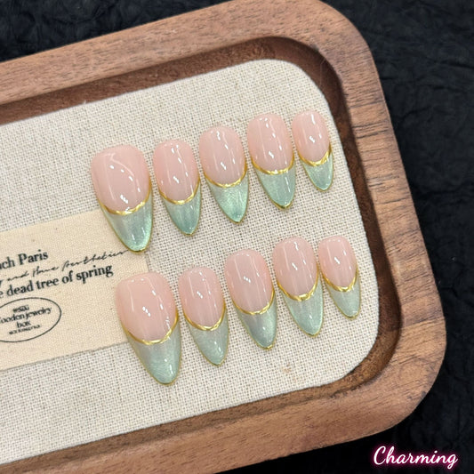 Verdigris Flow/ Handmade Nails
