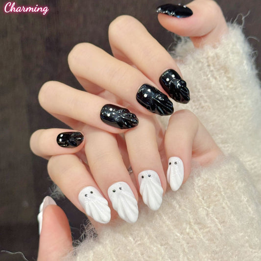 Black Ghost and White Ghost / Handmade Nails