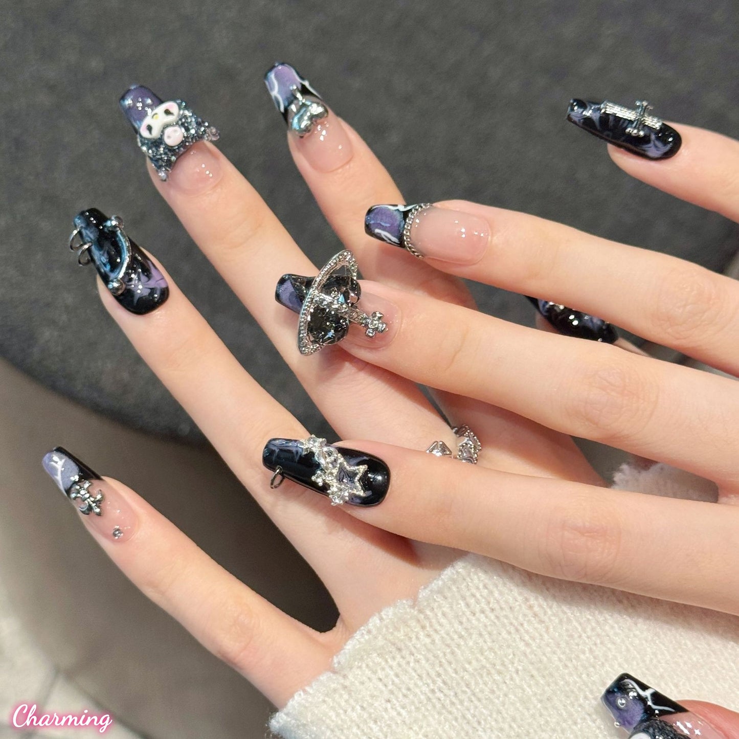 Dark Kuromi / Handmade Nails