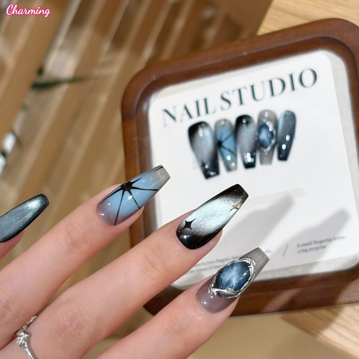 Blackout Stars / Handmade Nails