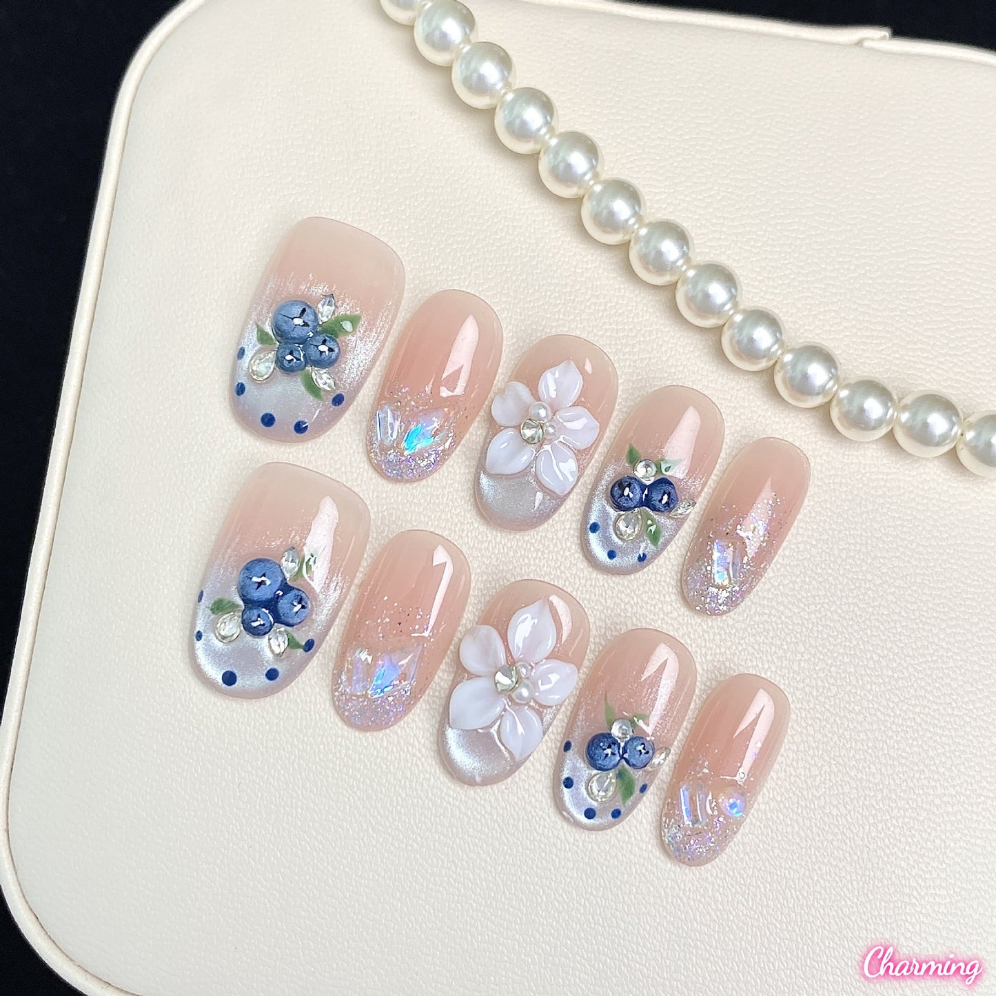 Misty Blueberry Cat / Handmade Nailsems