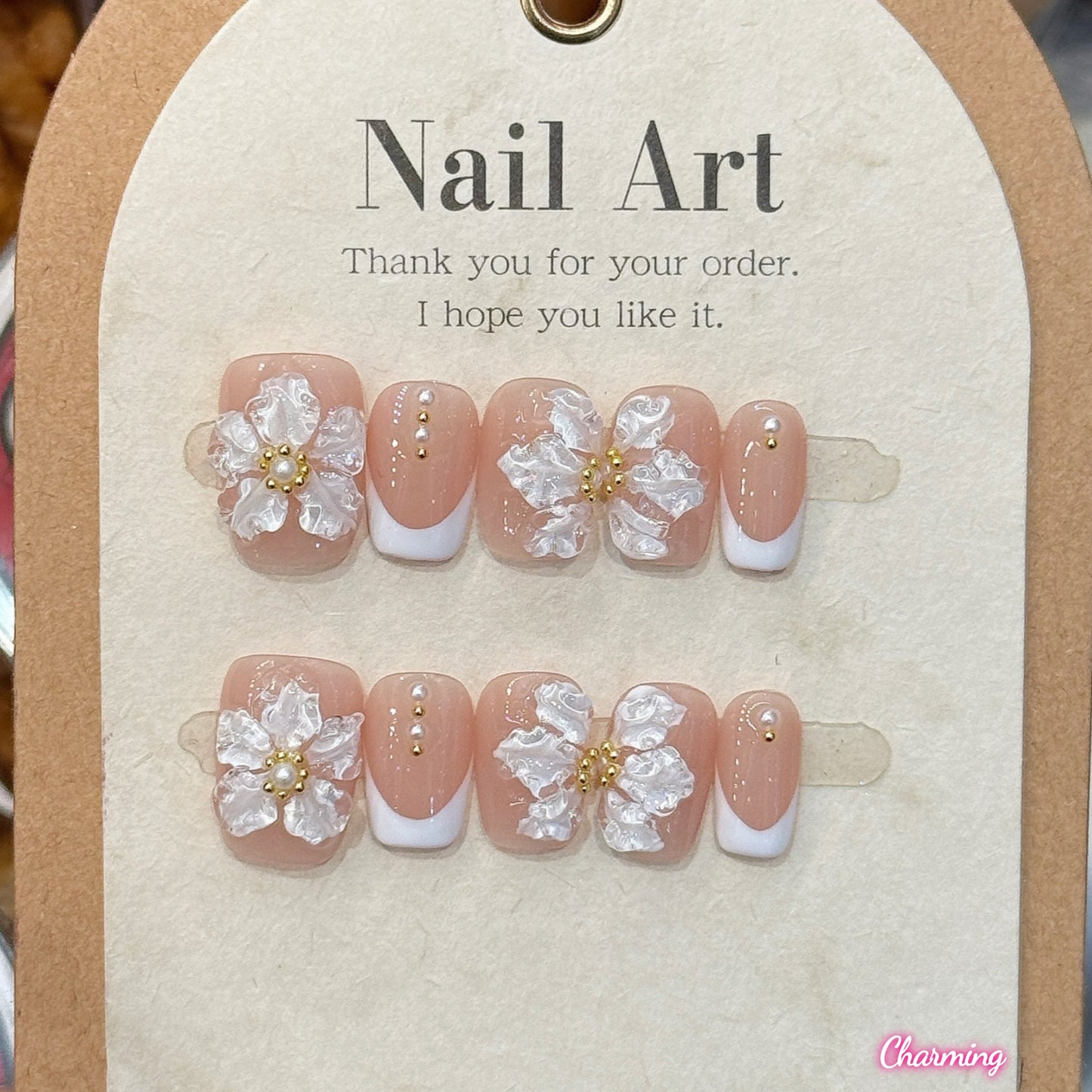 Ice Floral Nude / Handmade Nailsems