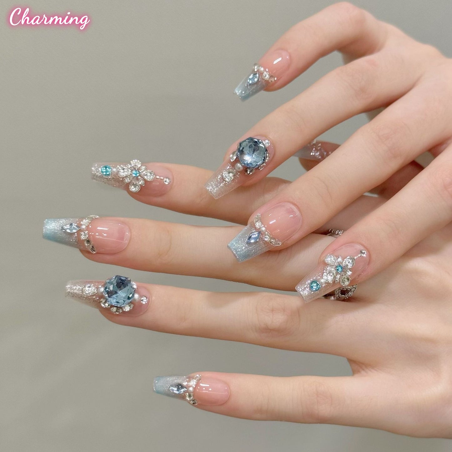 Azure Jewel / Handmade Nails