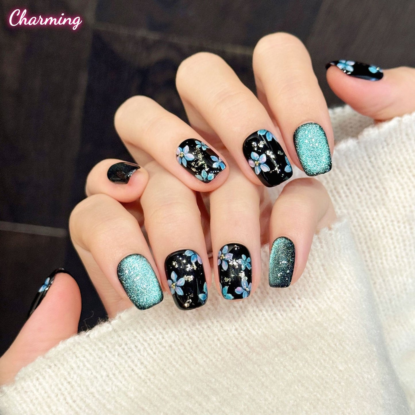 Indigo Starflower / Handmade Nails
