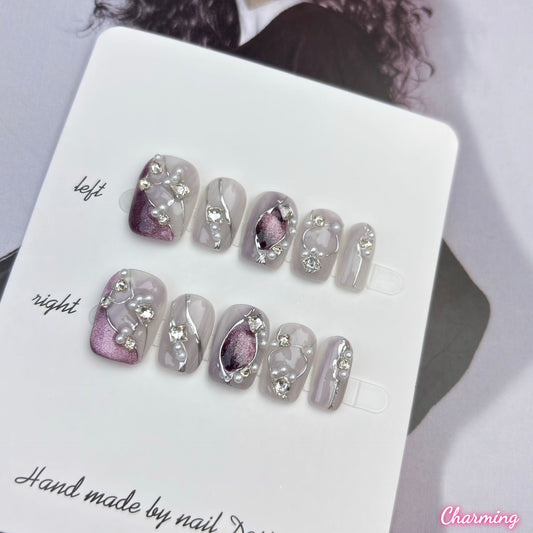 Purple Meteorite / Handmade Nails