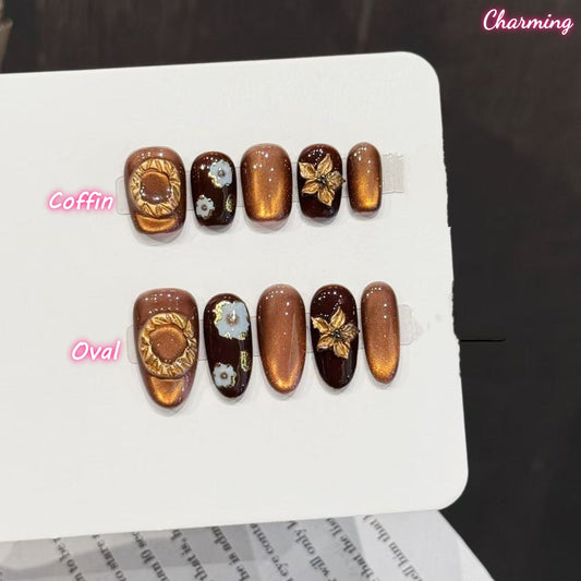 Golden-Bronze Bloom / Handmade Nails