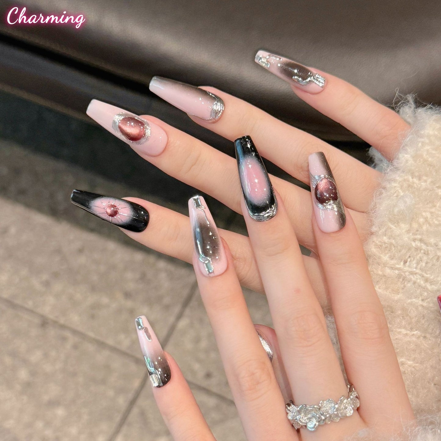 Black Hole Blush / Handmade Nails