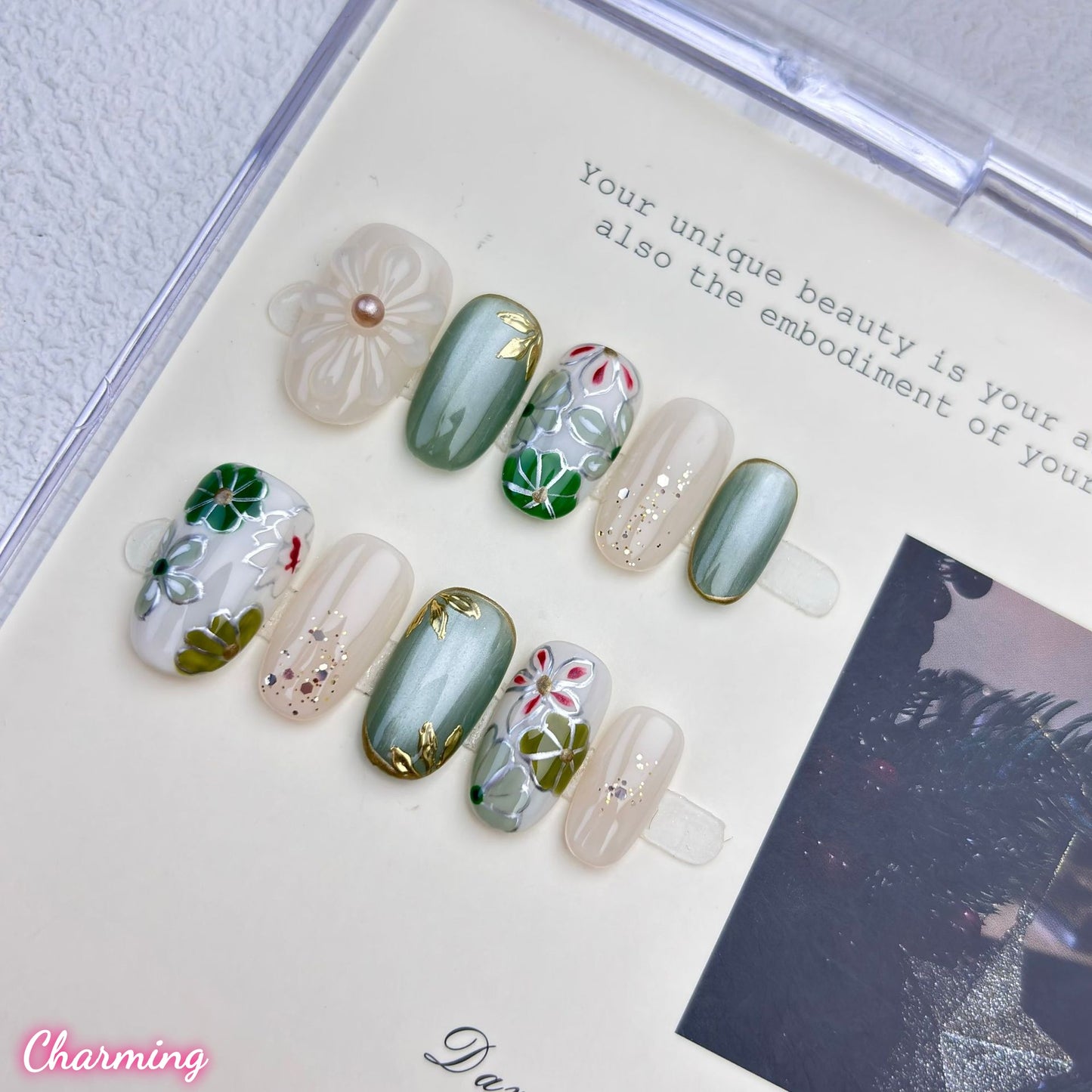 The Garden is Alive with Green / Handmade Nails