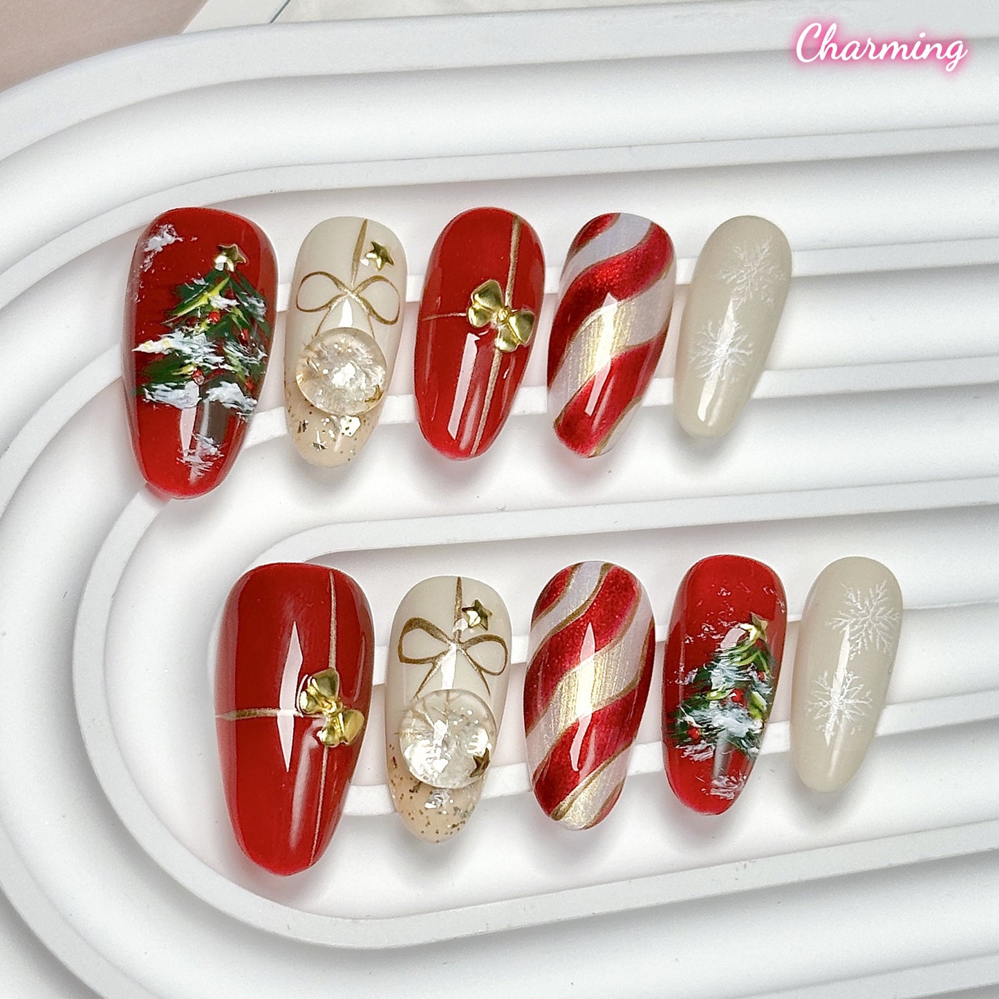 Holly Jolly Sparkle  / Handmade Nails