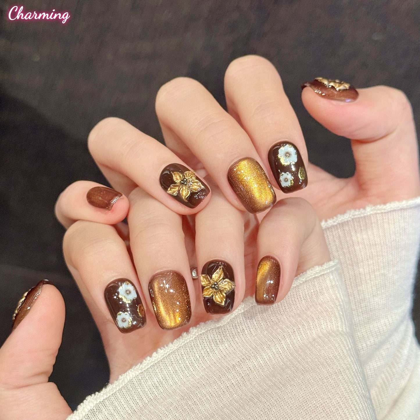 Golden-Bronze Bloom / Handmade Nails