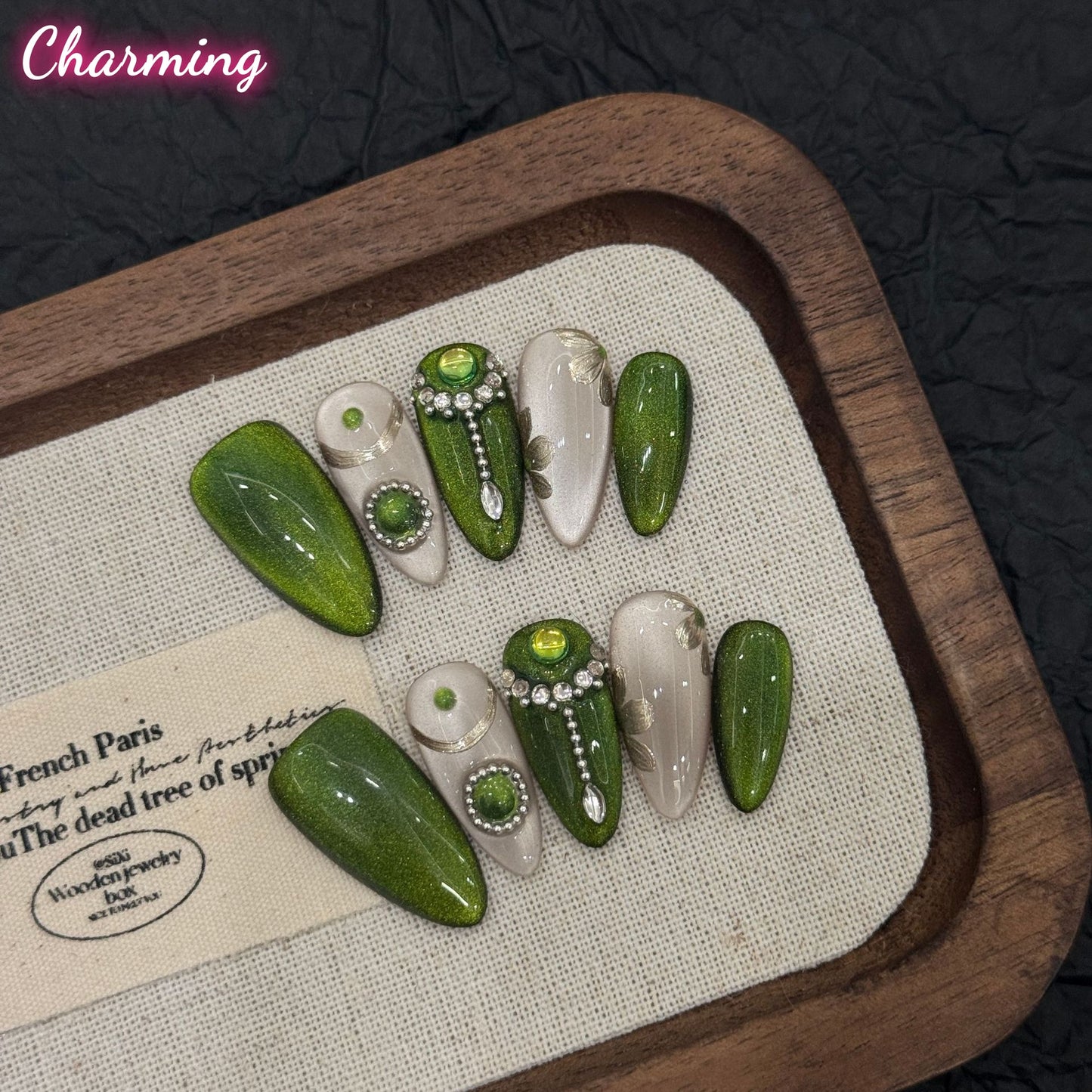 Glittering pearls and precious stones / Handmade Nails