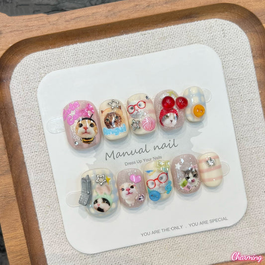Cat in Frame / Handmade Nailsems