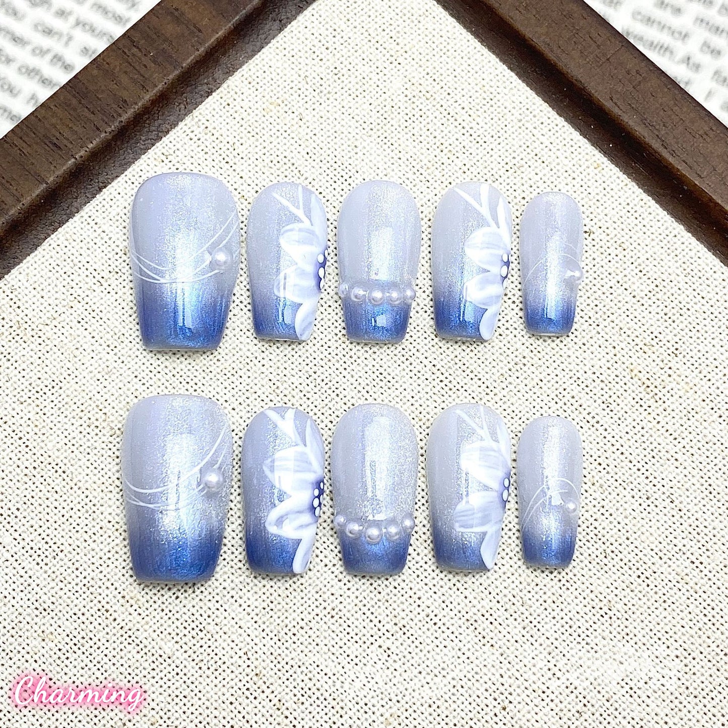 Azure Blossom / Handmade Nails