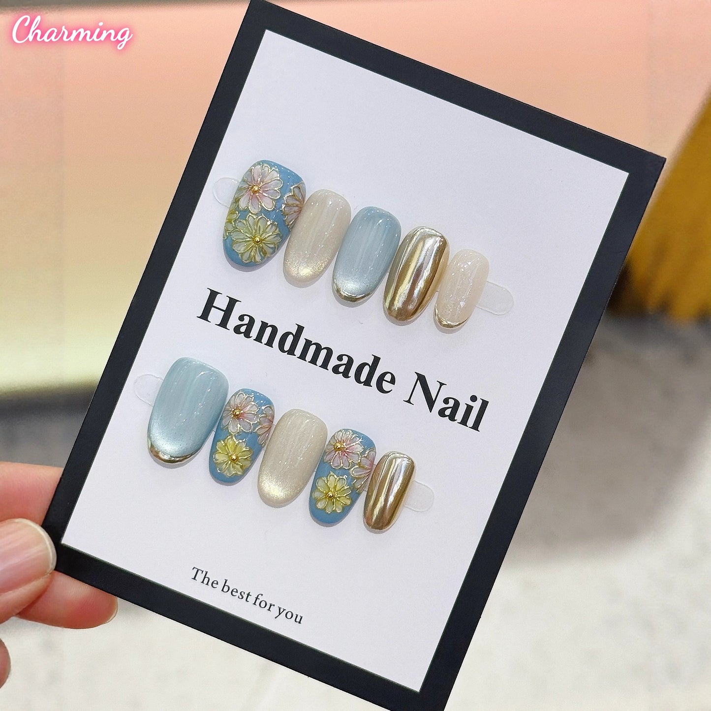 Hand-Painted Daisy / Handmade Nails