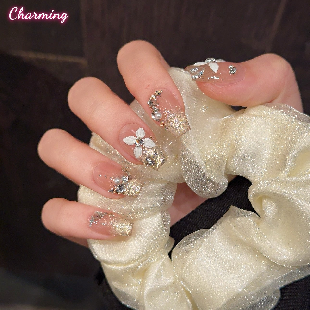 Moonlit Petal Shadows / Handmade Nails