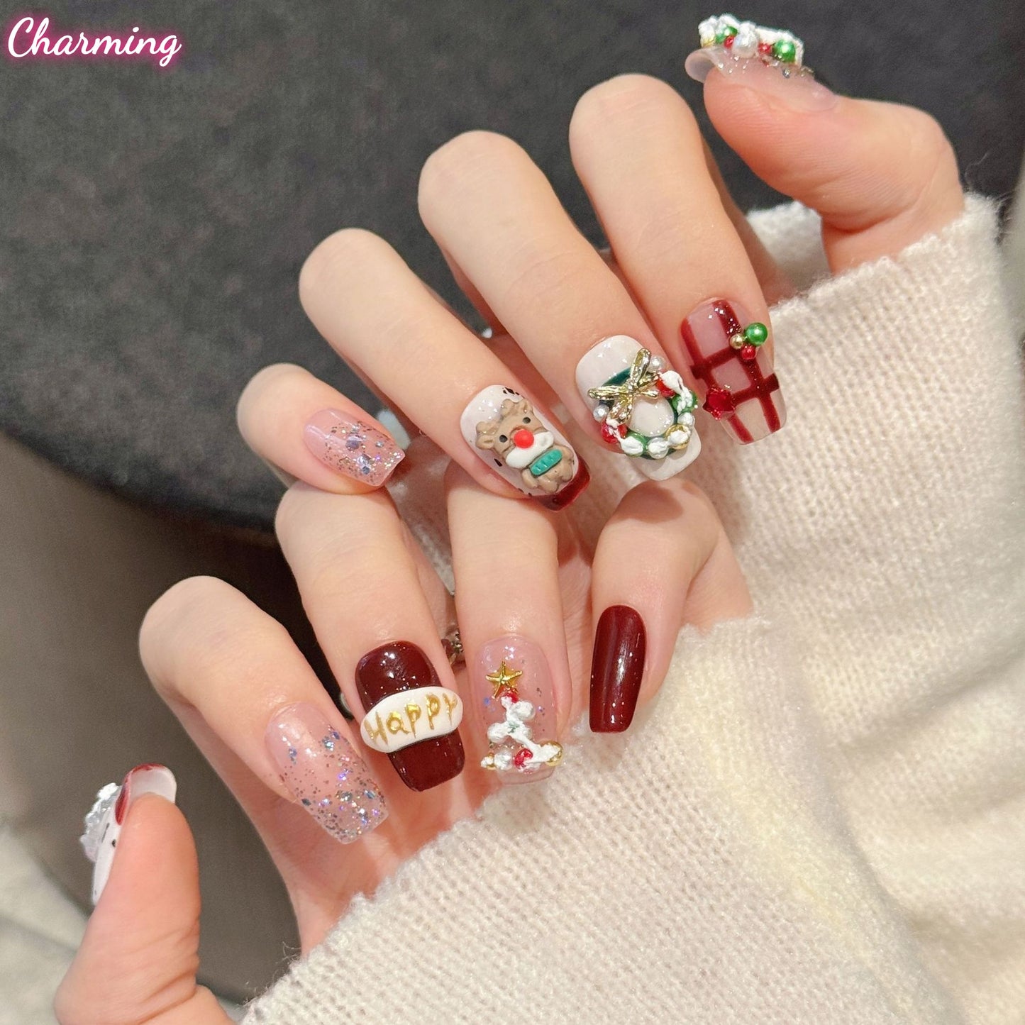 Vibrant Christmas / Handmade Nails