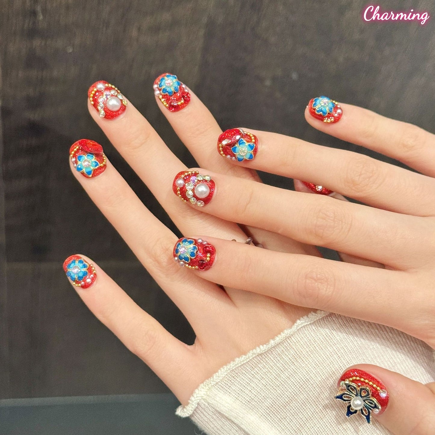 Pearl Phoenix Crown / Handmade Nails