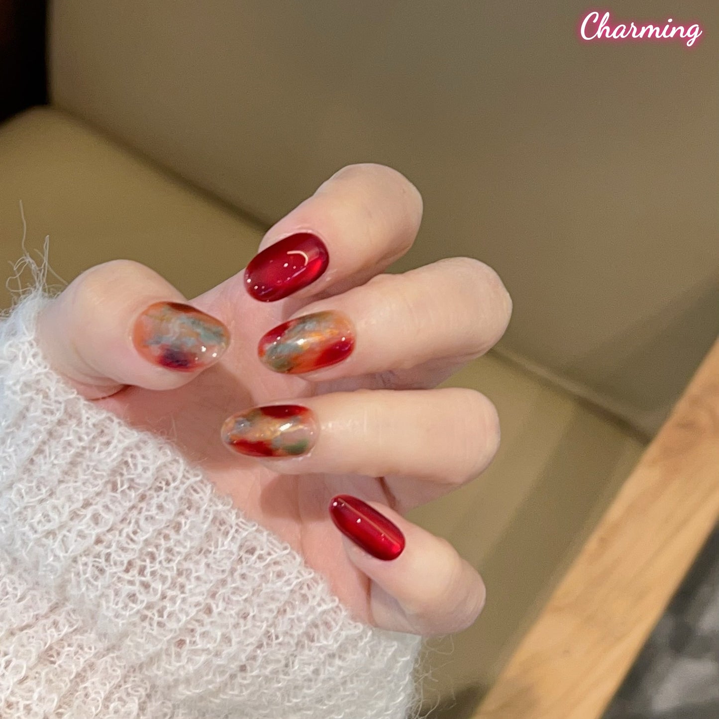 Dunhuang in Crimson Sky / Handmade Nails