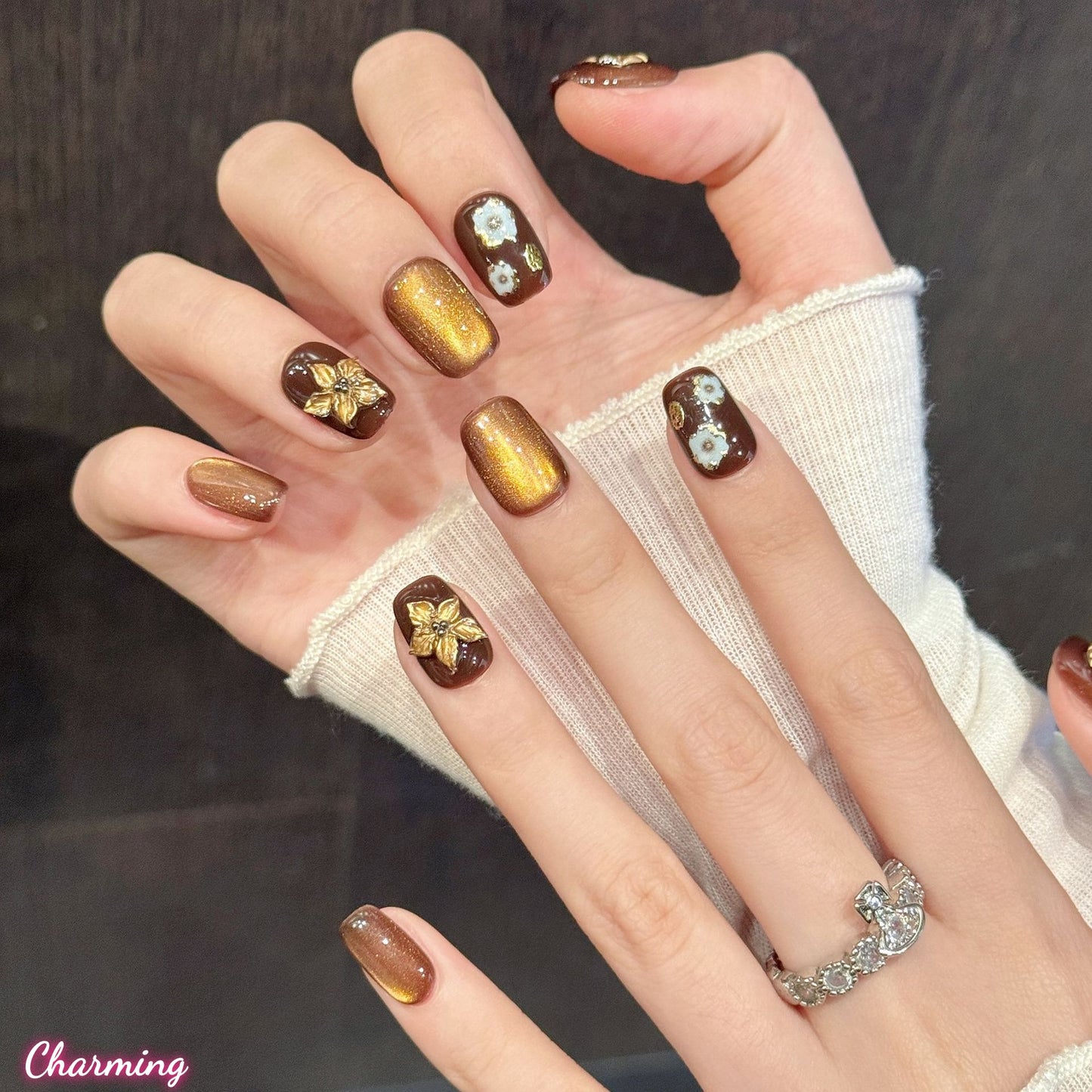 Golden-Bronze Bloom / Handmade Nails