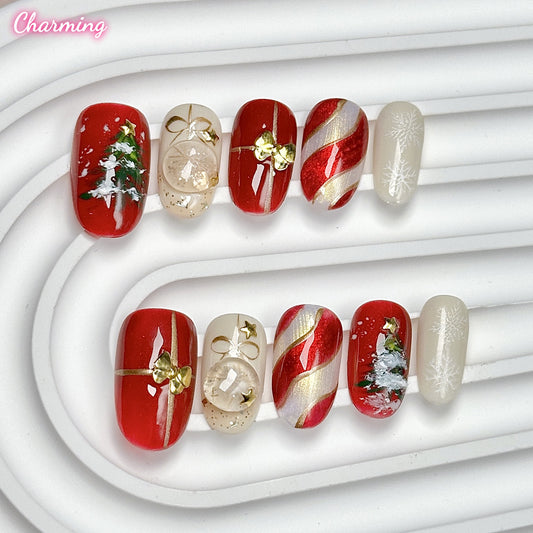 Holly Jolly Sparkle  / Handmade Nails