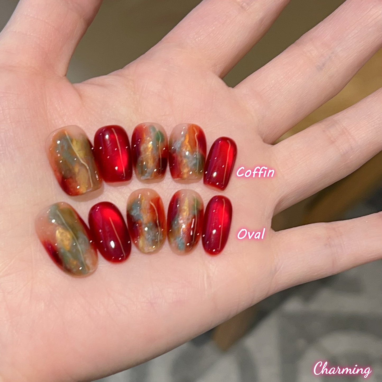 Dunhuang in Crimson Sky / Handmade Nails