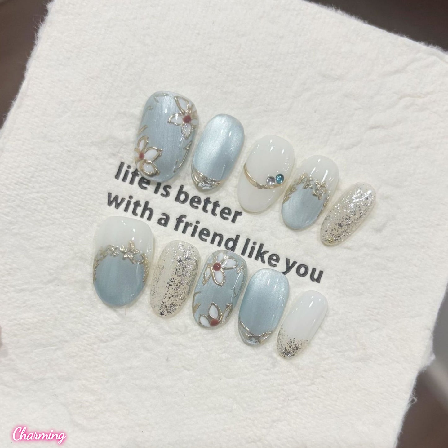 Dreamy Blue Orchid / Handmade Nails