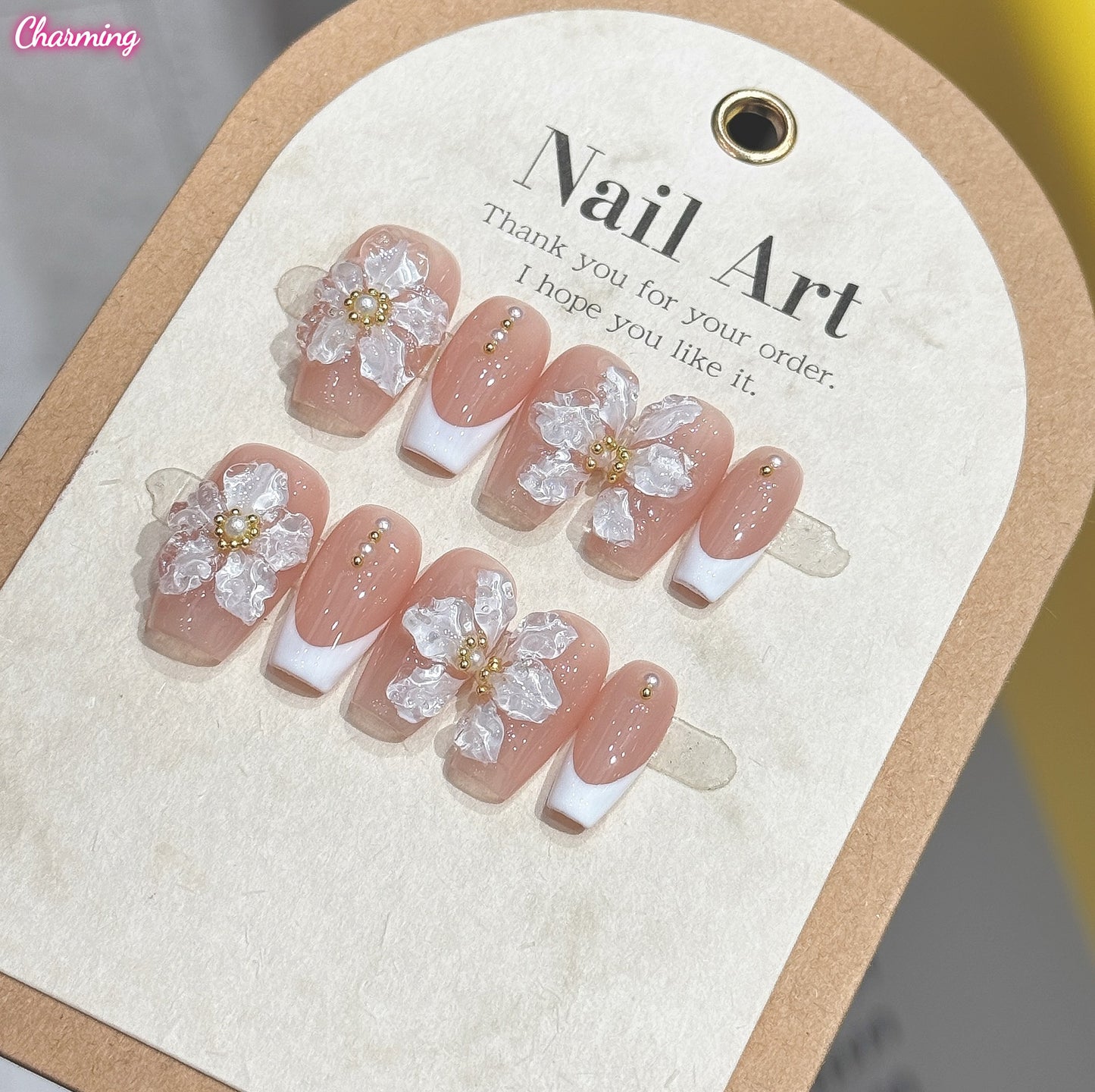 Ice Floral Nude / Handmade Nailsems
