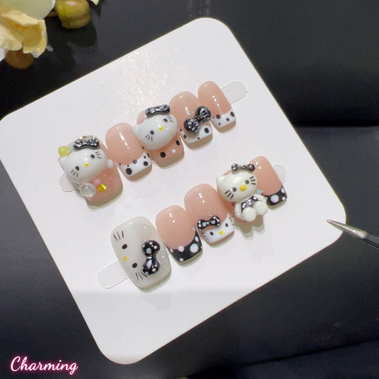 Black Kitty Wear / Handmade Nails