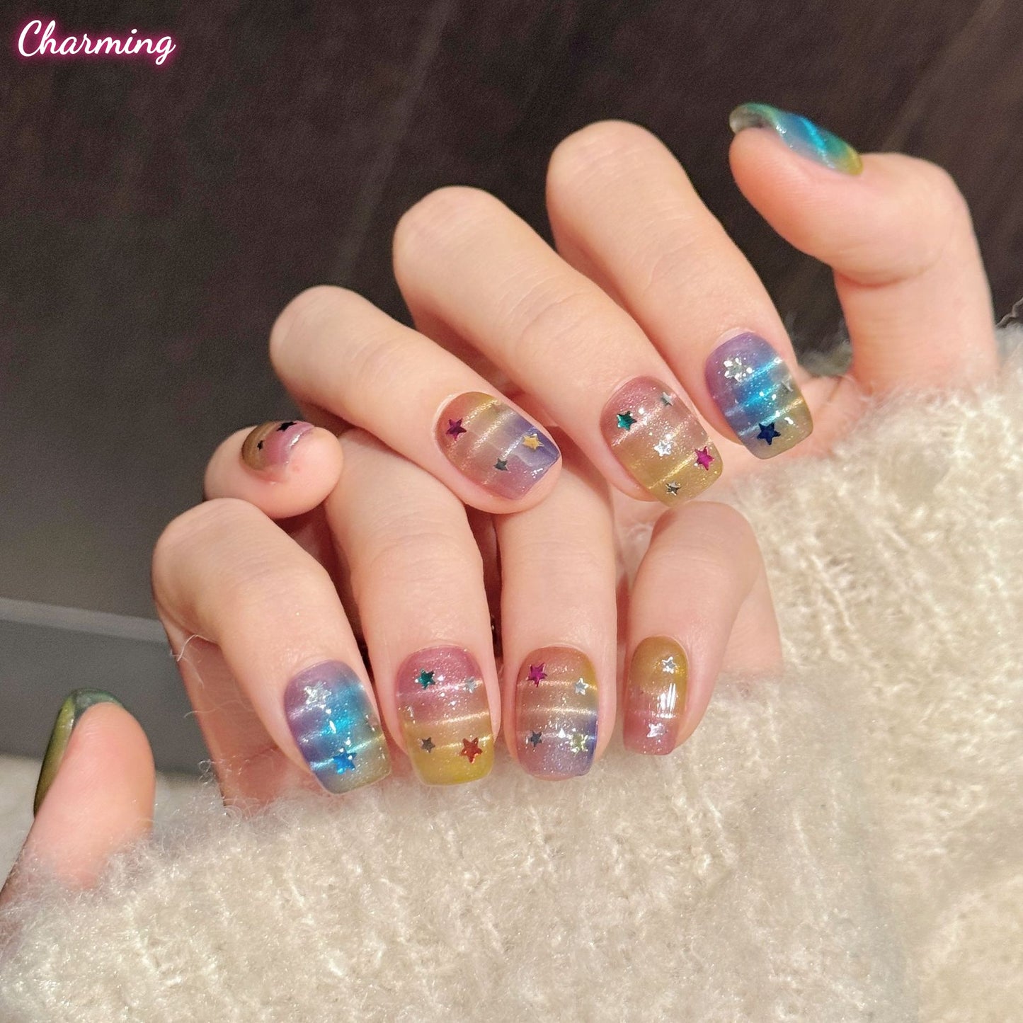 Prismatic Star Glow / Handmade Nails
