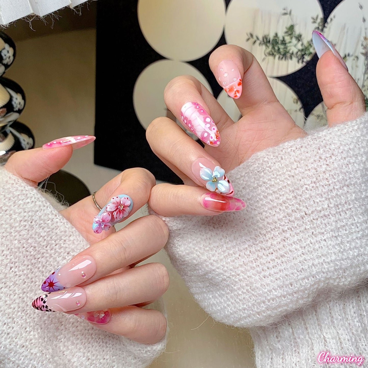Blazing Bloom / Handmade Nails